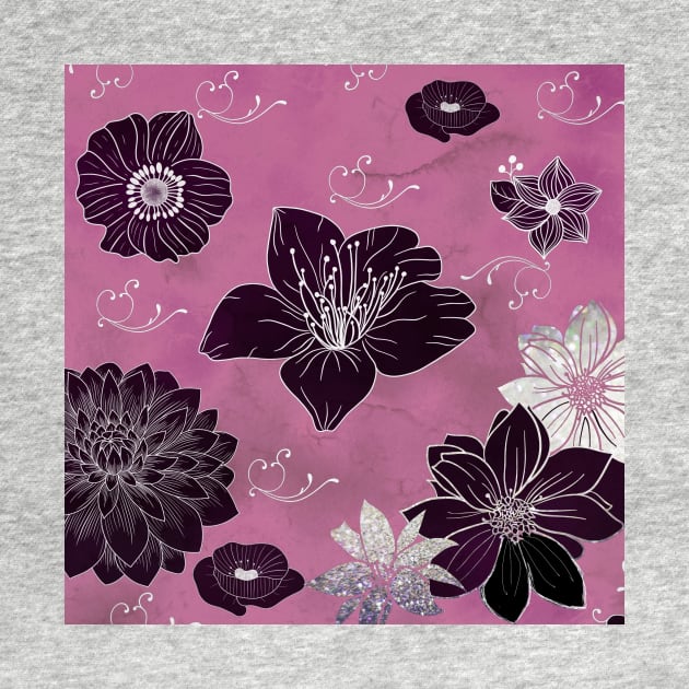 Dusky Pink and Black Floral by Minxylynx4